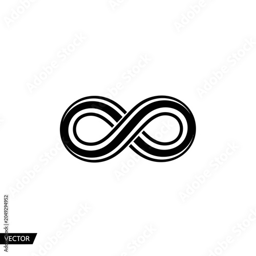 Tableau sur toile Infinity Symbol Icon, Endless Loop, Forever Concept, Black and White