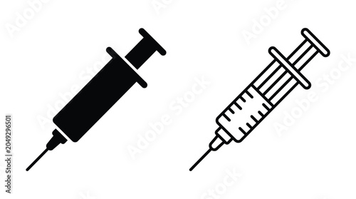 Foto Syringe Silhouette Icons On White Background Medical Illustration