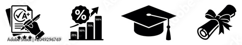 Education and grading icons set