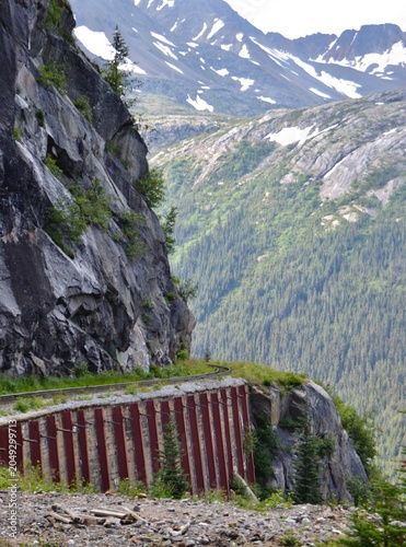 Принти на полотні tight turn on the White pass rail, a mountain train in the Klondike near Skagway