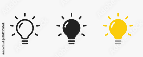 Set of light bulb in different style.
