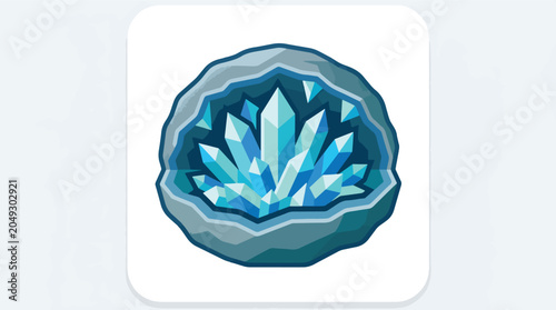 Tableau sur toile Blue Crystal Cluster Gemstone Illustration.