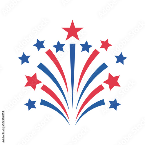 USA Fireworks Burst Icon for 4th of July Independence Day Celebration