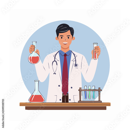 Scientist holding test tubes in a laboratory setting