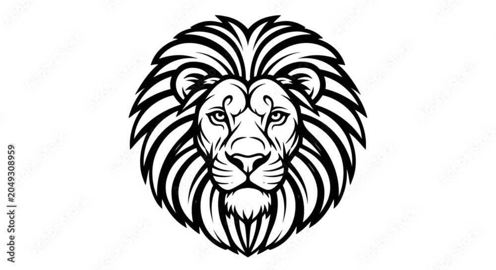 Obraz premium Majestic Lion Head Illustration with Detailed Mane.