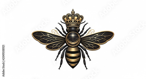 Bild auf Leinwand Majestic Bee Wearing a Crown Symbolizing Royalty and Nature.