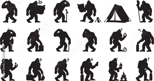 Foto Silhouette Human Evolution Sequence Walking Running Vector Illustration Line Art