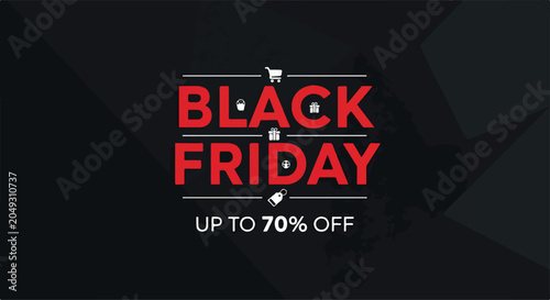 Fotografía Black Friday sale advertisement with up to 70% off
