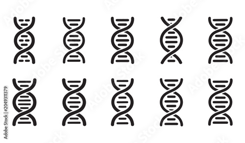 Schilderij op canvas Dna icons set, molecular structures collection, genetic code vector sketches