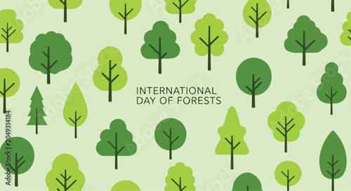 Bild auf Leinwand International Day of Forests illustration with various trees