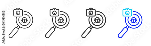 Konstfotografi Bug Finder Icon Collection Creative Outline Style for Pixel Network Design User