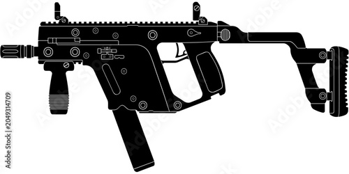 Kriss Vector Submachine Gun Silhouette Vector Illustration