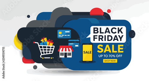 Canvastavla Vibrant Black Friday sale advertisement with shopping icons