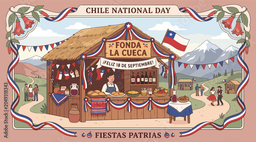 Schilderij op canvas Chilean National Day Celebration Fonda La Cueca.