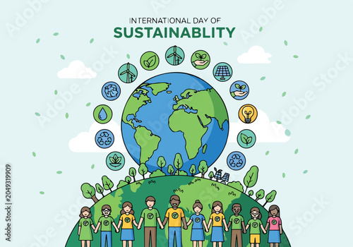 Tableau sur toile International Day of Sustainability illustration