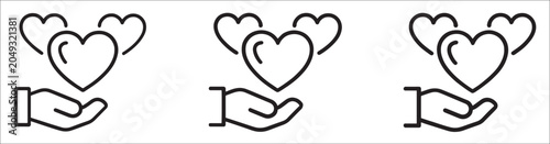 Cuadro en lienzo Giving charity message love and care, caring hands donation outline icon