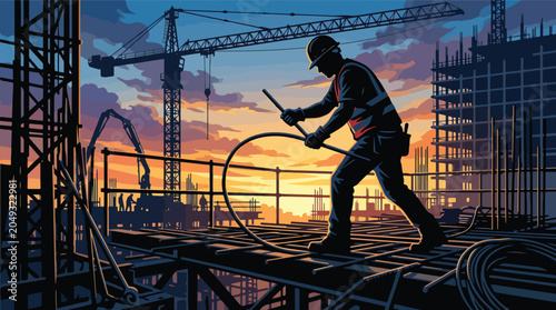Φωτογραφία Construction worker on building site.