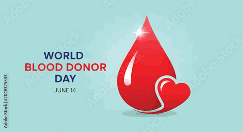 Fotografie World Blood Donor Day graphic with a red drop and heart
