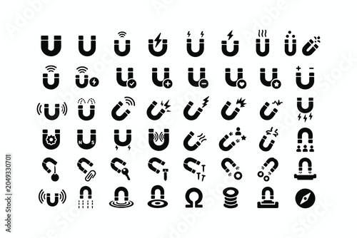 Schilderij op canvas Black magnet icons with various effects Vector