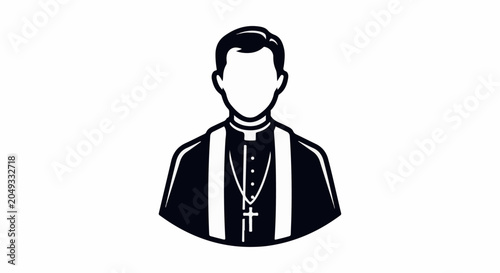 Stylized illustration of a clergyman in formal vestments