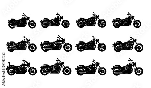 Fotografi Premium cruiser motorcycle silhouette symbols black automotive vector set eps10