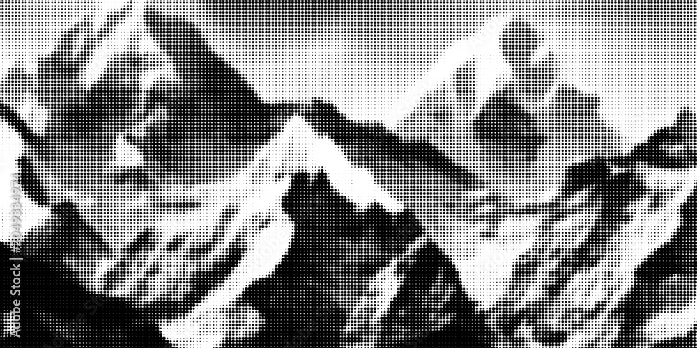 Φωτογραφία Abstract dotted mountain range in overlayed pointillist grunge texture style