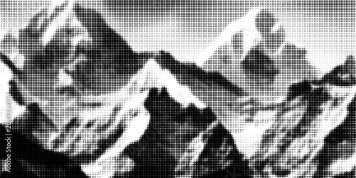 Quadro em tela Abstract dotted mountain range in overlayed pointillist grunge texture style