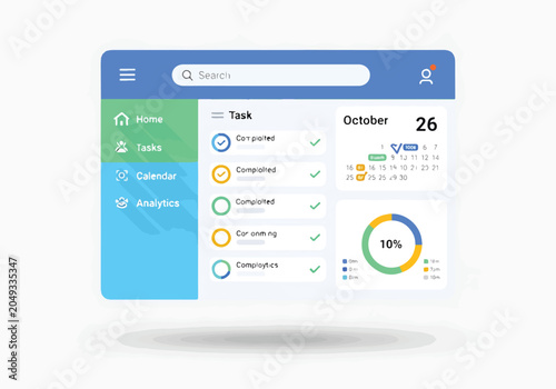 Fotografie A dashboard with task management and calendar