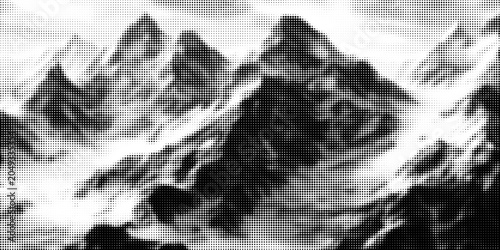 Schilderij op canvas Abstract dotted mountain range in overlayed pointillist grunge texture style