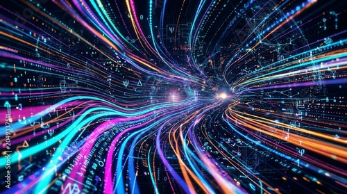 Big Data Light Speed Flow – Abstract Quantum Computing Digital Data Stream Cyber Loop 4K