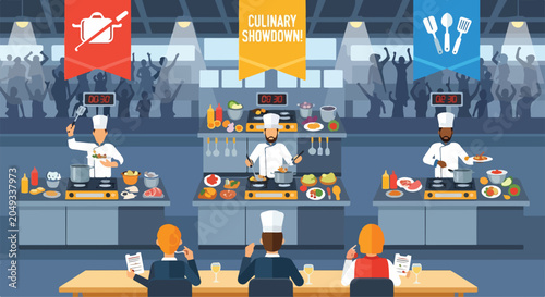 Photos A lively cooking competition with chefs and judges in action