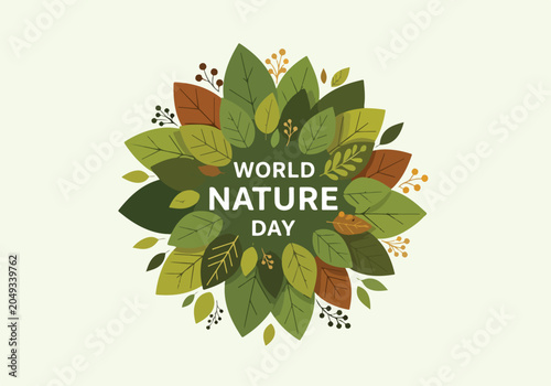 Photos World Nature Day illustration with leaves and eco-friendly theme