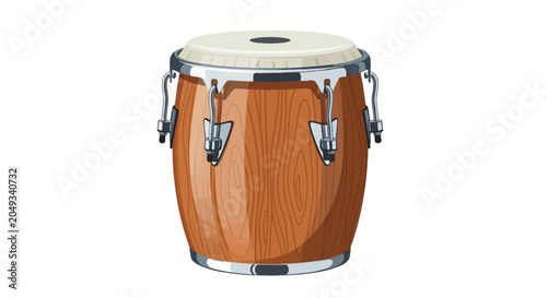 Wooden drum with metal hardware.