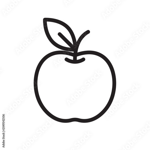 Line Art Apple Icon on White Background for Digital and Print Design