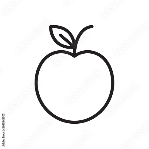 Minimalist flat line art apple icon on clean white background illustration