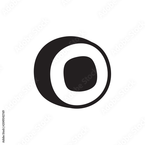 Black Silhouette of a Sushi Roll on White Background