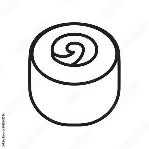 Sushi roll icon, simple line art, isolated on white background