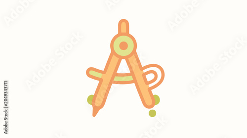 Tableau sur toile Vintage orange drawing compass tool.