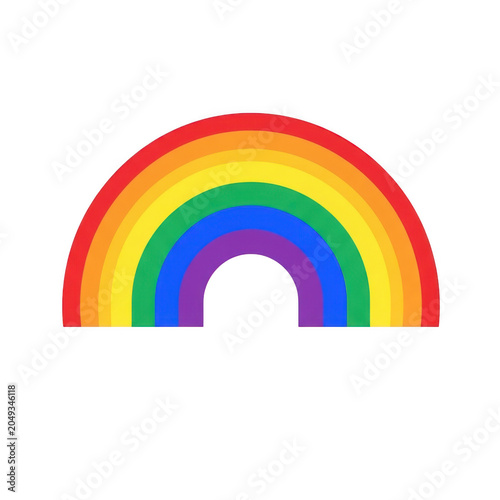 Bright rainbow arc with vibrant colors isolated on background