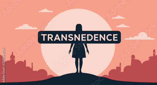 Tableau sur toile Transcendence concept, spiritual awakening, and personal growth with silhouetted