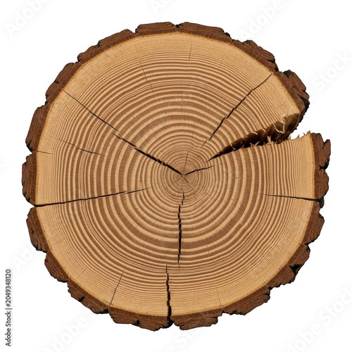 Close-up of a sliced tree stump showing wood grain pattern