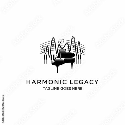 Cuadro en lienzo Perfect for professional musicians, music schools, or high-end audio brands, this logo represents musical excellence and tradition
