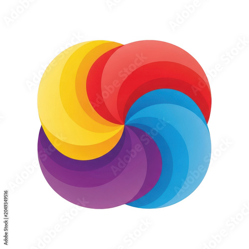 Colorful abstract swirling petals design in vibrant gradient