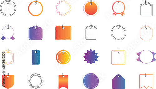 Price Tag Collection Set Modern Label Badge Sticker Template Vector