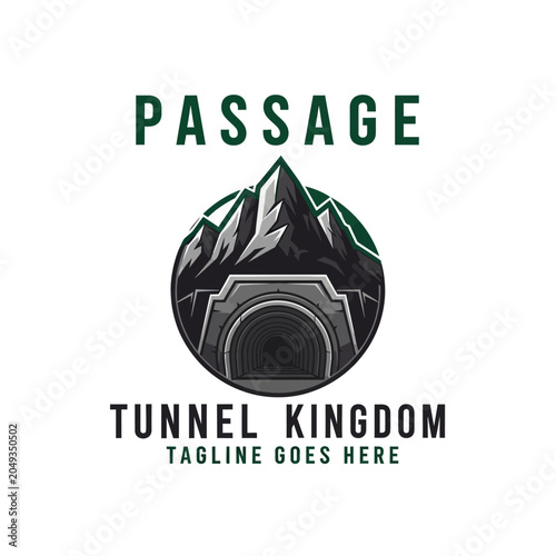 Foto Strong mountain and tunnel logo representing infrastructure, transportation, and mountain passages