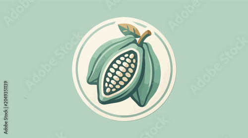 Obraz na plátně Green fruit with seeds illustration.