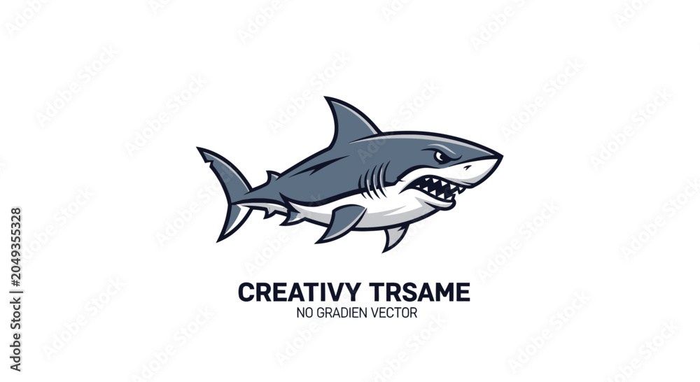Fototapeta premium Aggressive Great White Shark Mascot Logo Vector Illustration