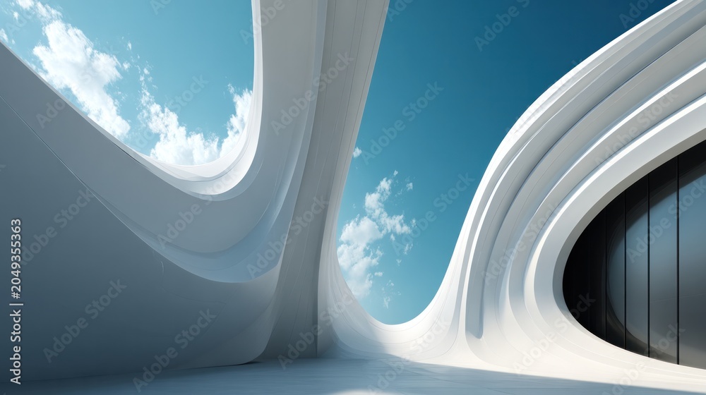 Fototapeta premium abstract futuristic interior with flowing lines