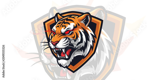 Fotografía Aggressive Tiger Head Mascot Logo Design