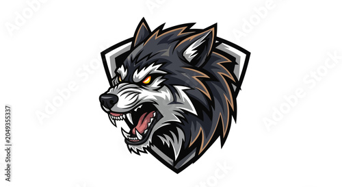 Tableau sur toile Aggressive Wolf Head Mascot Emblem Logo Design